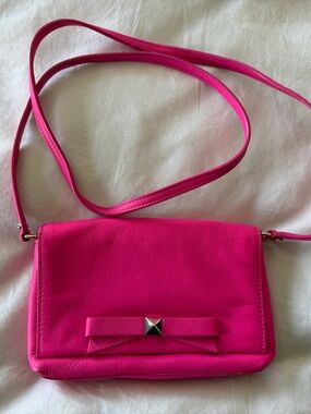 kate spade Hot Pink Leather Crossbody with Bow Accent